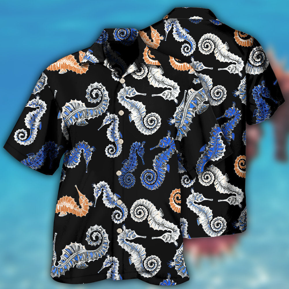 Seahorse Black Artistic Style – Hawaiian Shirt