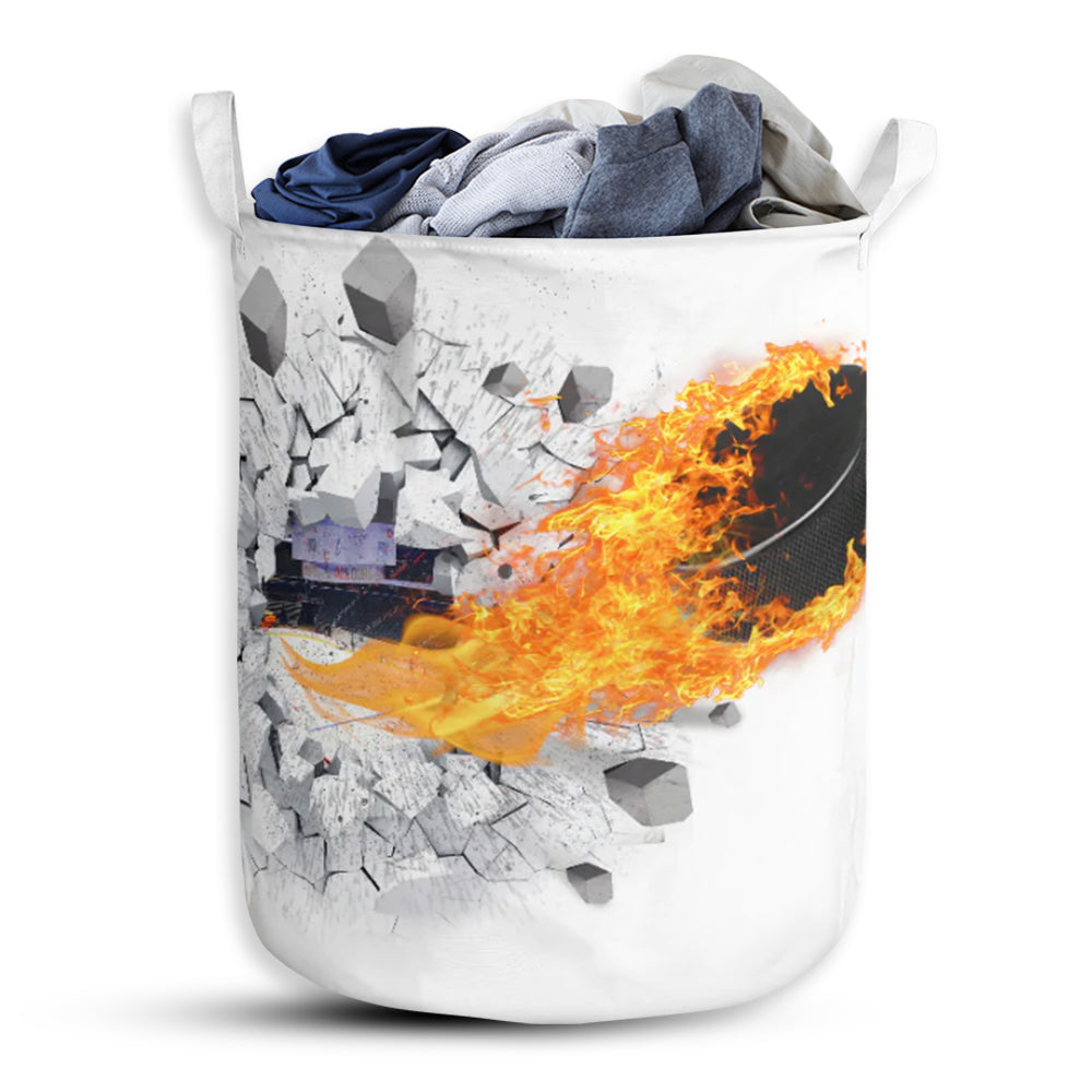 Hockey Fire Flying - Laundry Basket - Owls Matrix LTD