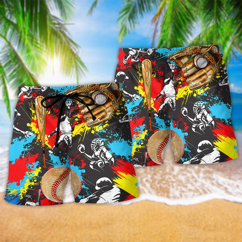 Hockey Painting Colorful Love Art – Beach Short