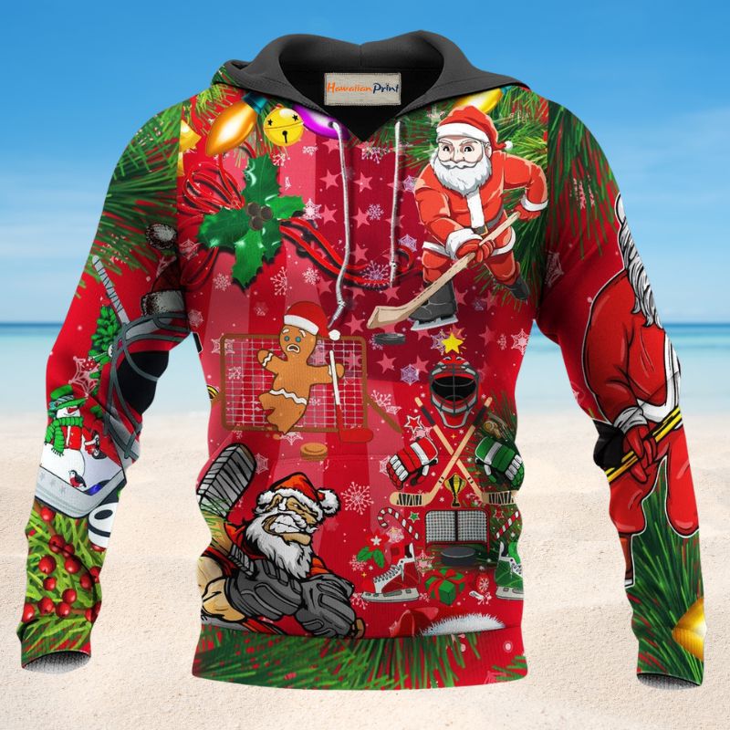 Hockey Christmas Game Time - 3D Hoodie