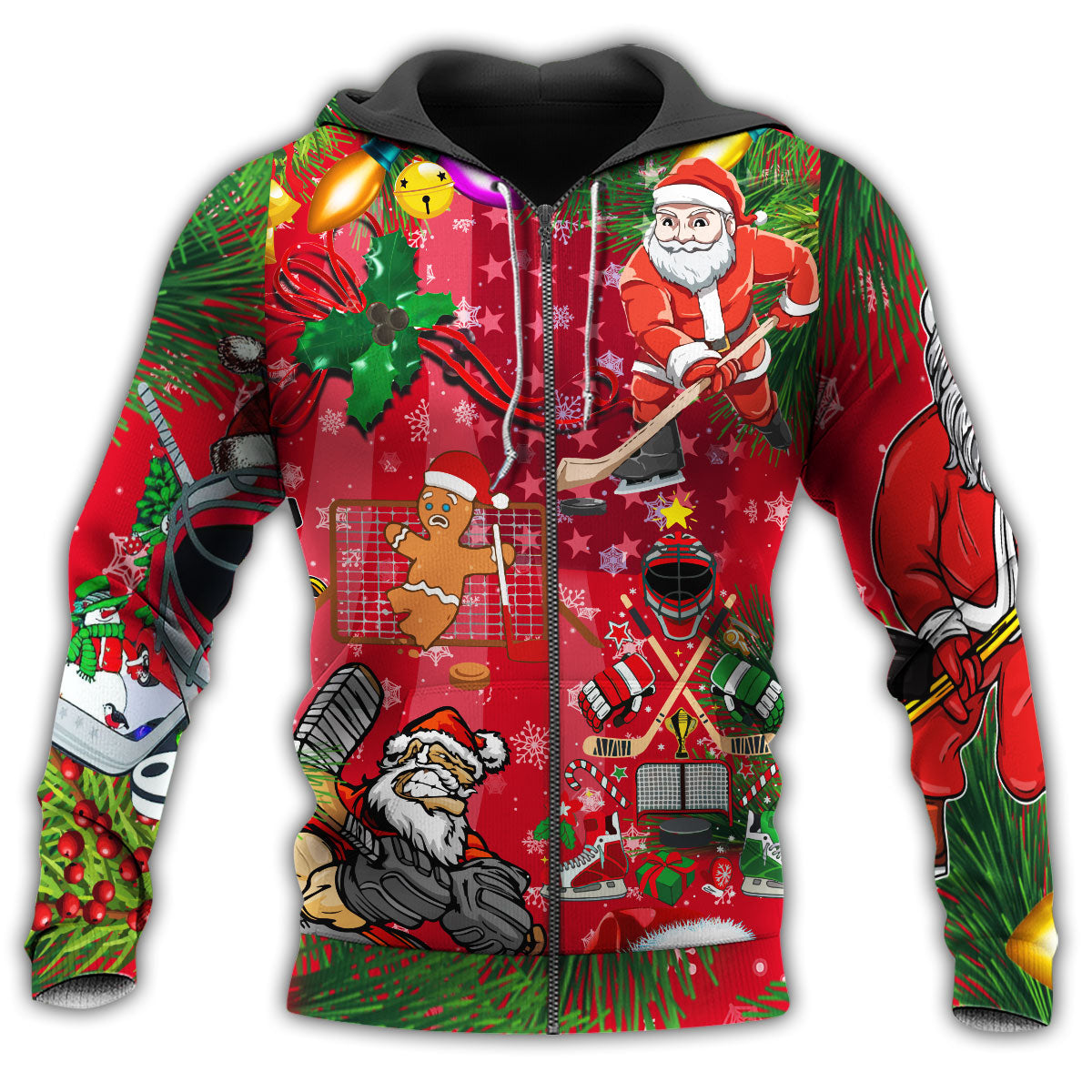 Hockey Christmas Game Time - 3D Hoodie2