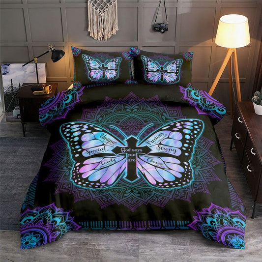 Hologram Butterfly God Says You Are Bedding Cover For Faith Bedroom Decor