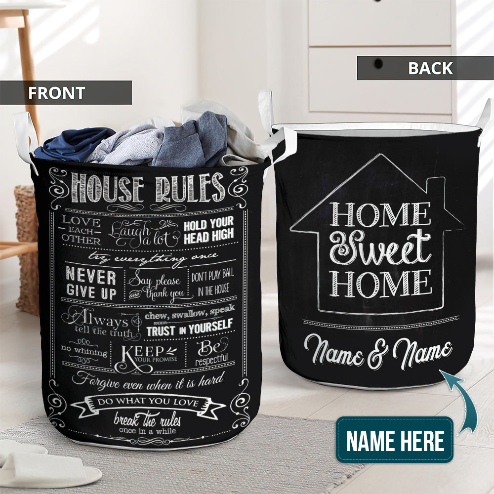 Home sweet home house rules personalized - Laundry basket - LAUB16LIN020322-Owls Matrix