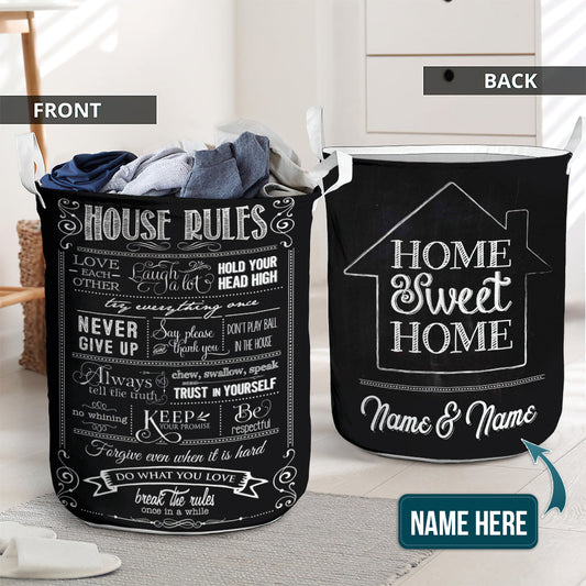 Home sweet home house rules personalized - Laundry basket - LAUB16LIN020322-Owls Matrix