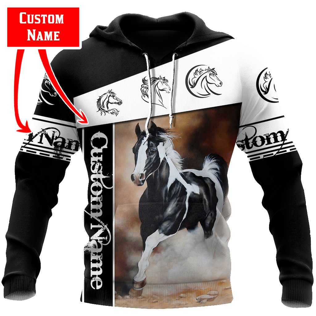 Horse Custom Name All Over Print Art – 3D Hoodie