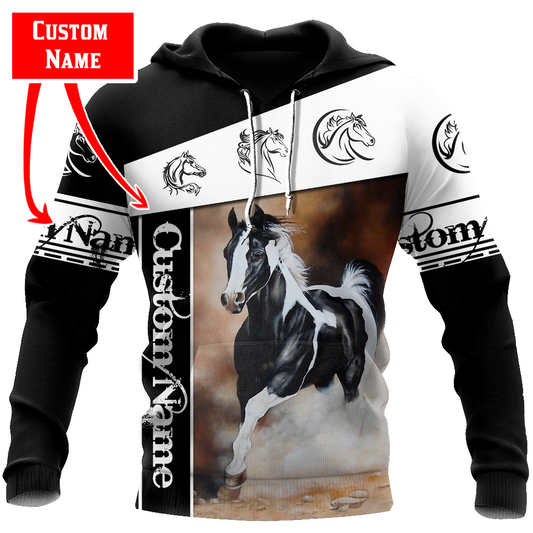 Horse Custom Name All Over Print Art – 3D Hoodie