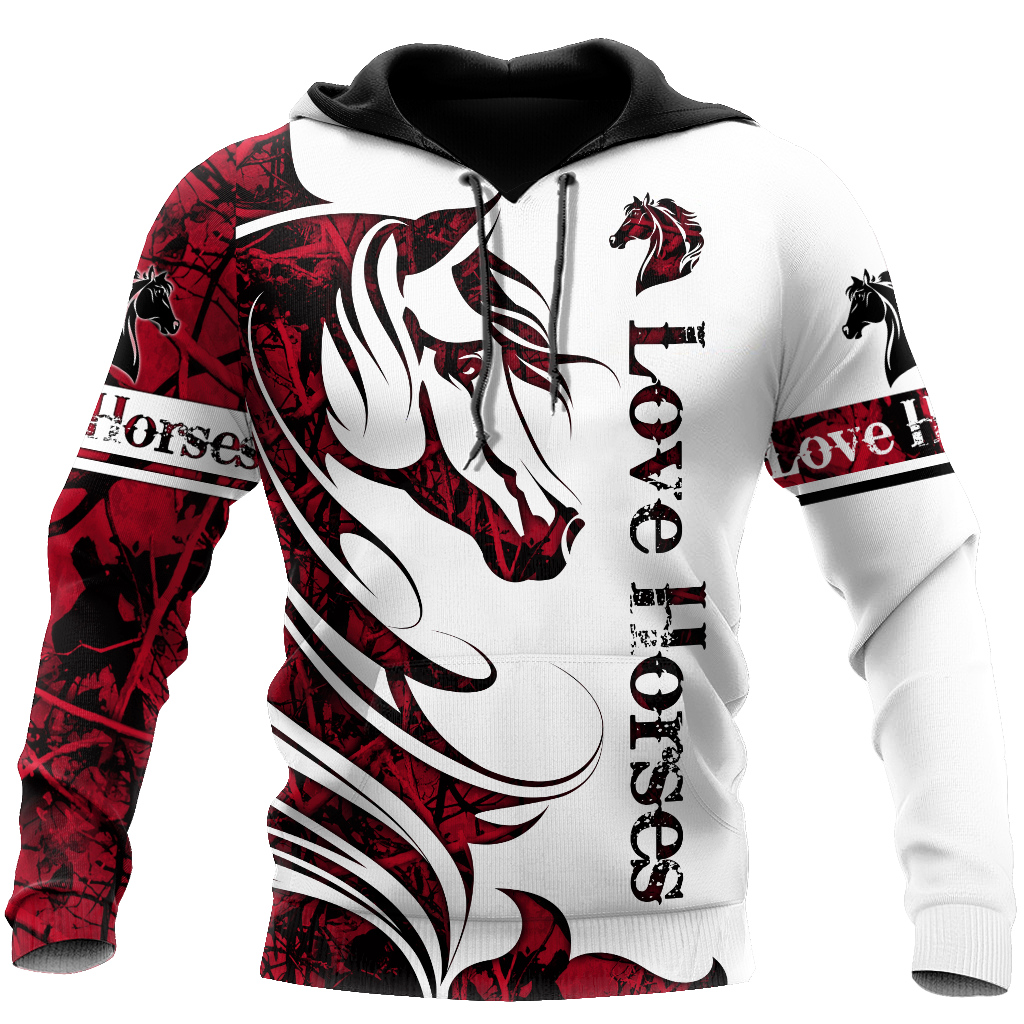Horse Camo Red Pattern Art – 3D Hoodie