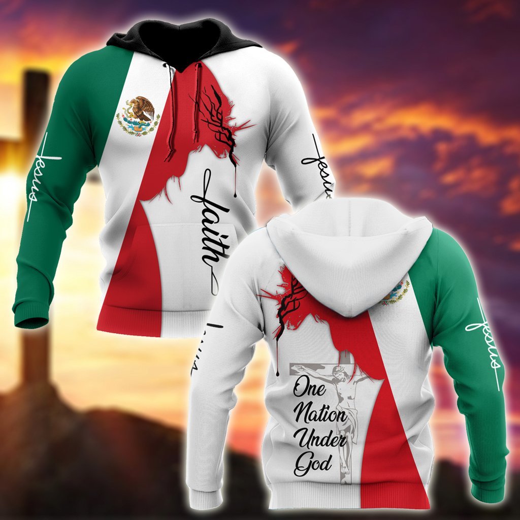 One Nation Under God Mexican Faith Art - 3D Hoodie