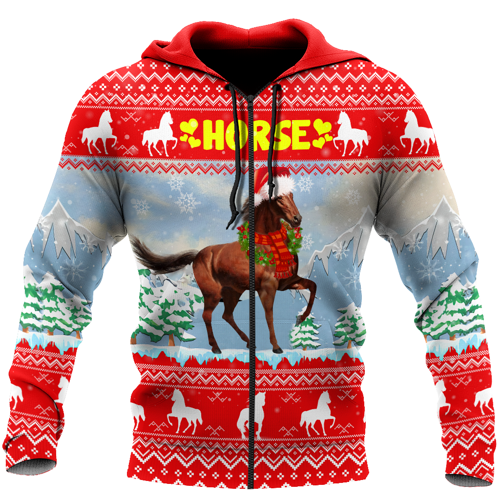 Horse Christmas 3D Art – 3D Hoodie