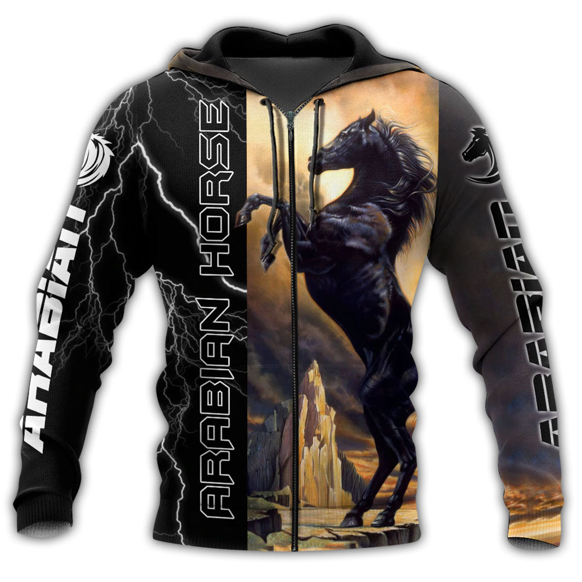 Arabian Horse Black Stallion Style - 3D Hoodie