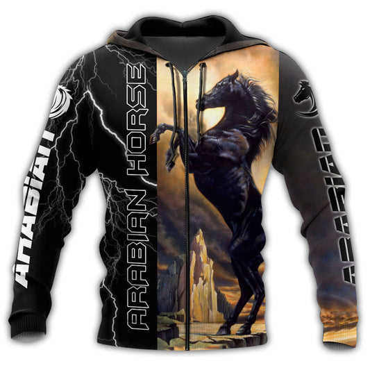 Arabian Horse Black Stallion Style - 3D Hoodie