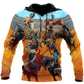 Bull Riding Tropical Art – 3D Hoodie