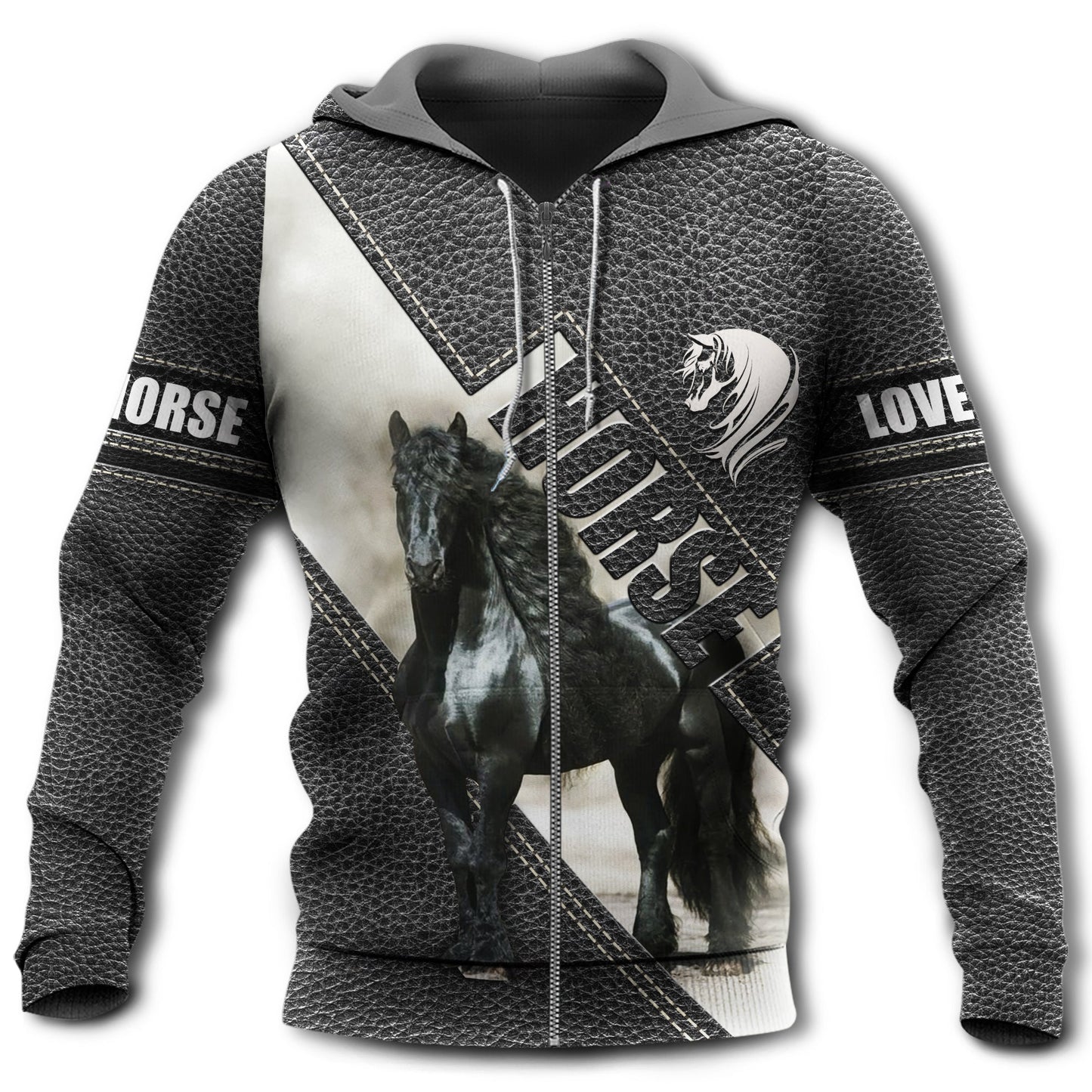 Friesian Black Horse Style - 3D Hoodie
