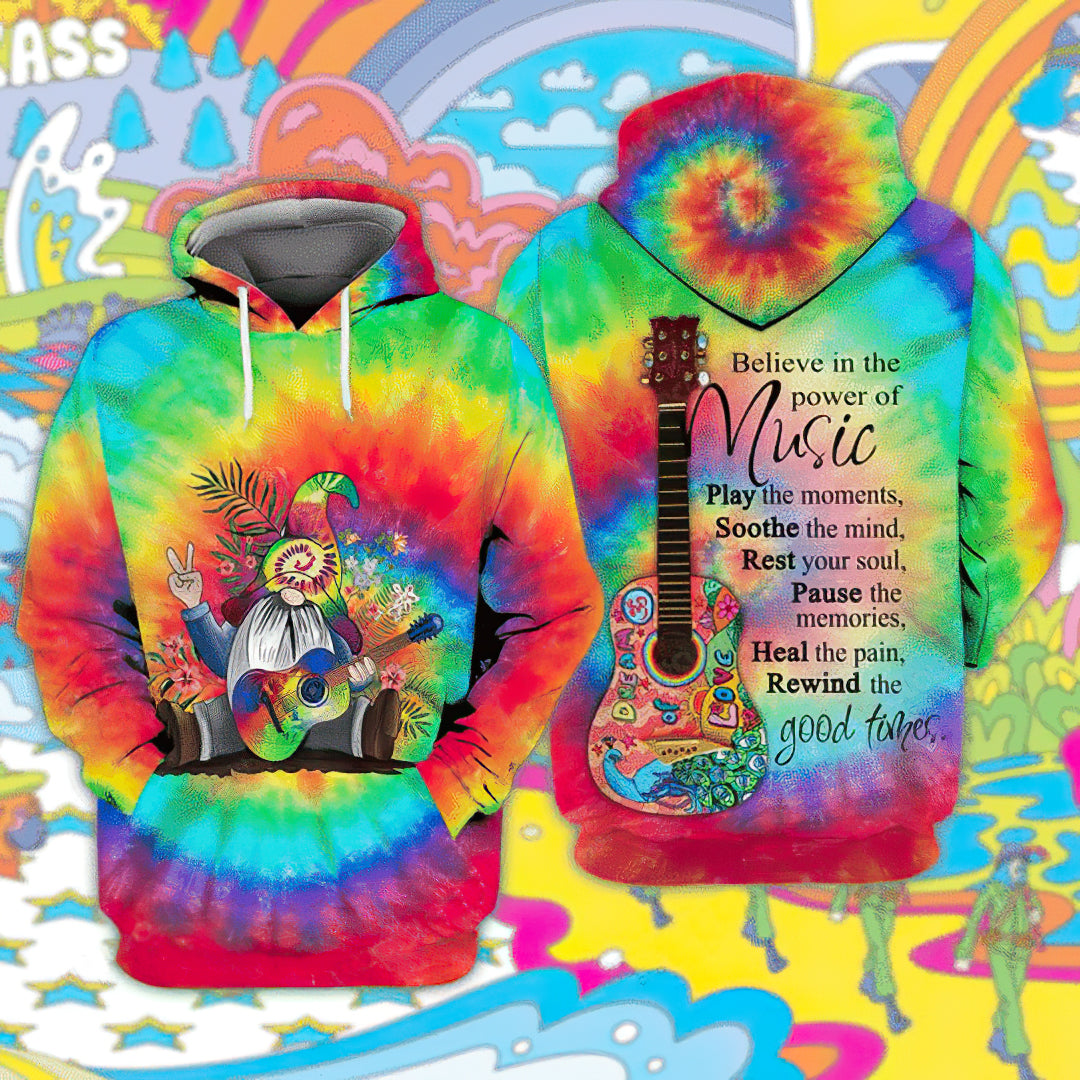Believe In Power Of Music Hippie - 3D Hoodie