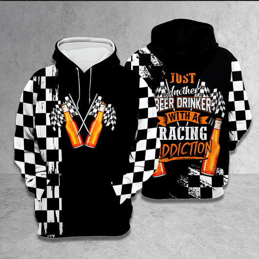 Beer Drinker Racing Addiction Art – 3D Hoodie
