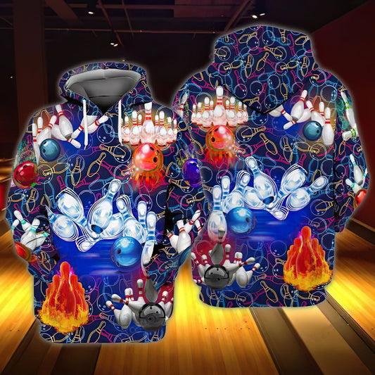Colorful Bowling Ball Art – 3D Hoodie