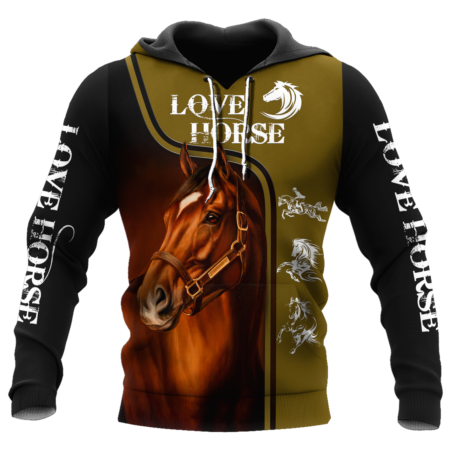 Green Horse Love 3D Art – 3D Hoodie