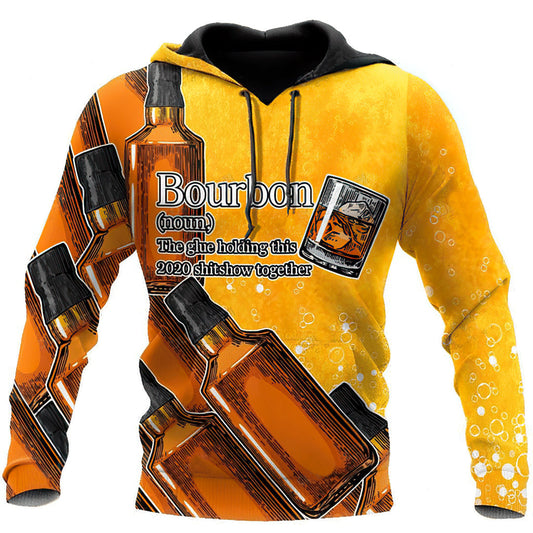 Bourbon Glue Holding Humor Art – 3D Hoodie