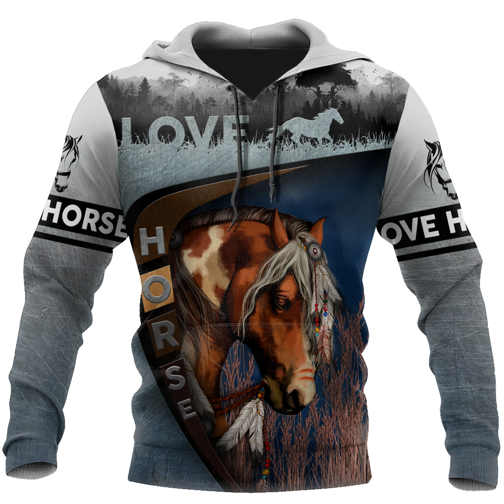 Love Horse All Over Print Art – 3D Hoodie
