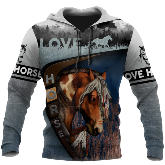 Love Horse All Over Print Art – 3D Hoodie