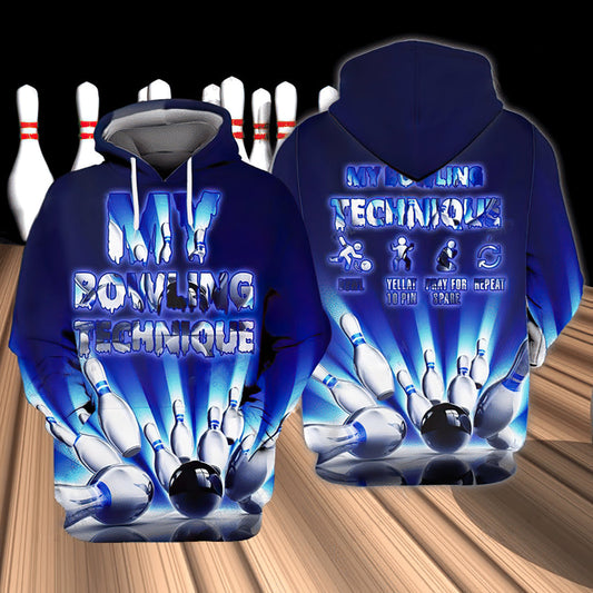 Bowling Game Art – 3D Hoodie