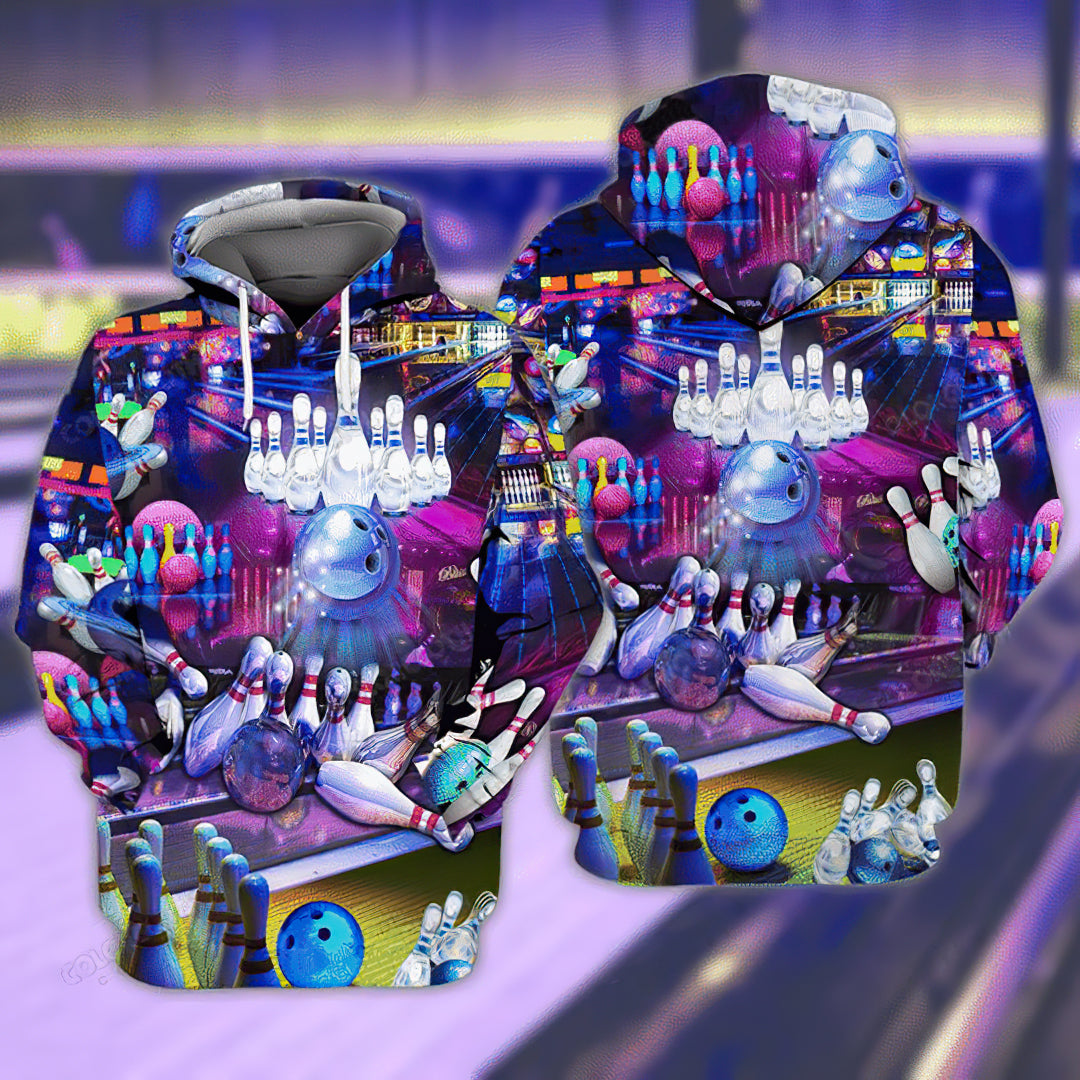 Purple Bowling Art – 3D Hoodie