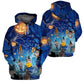 Blue Halloween Cat Art – 3D Hoodie