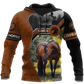 Love Horse Brown And Black All Over Print Art – 3D Hoodie