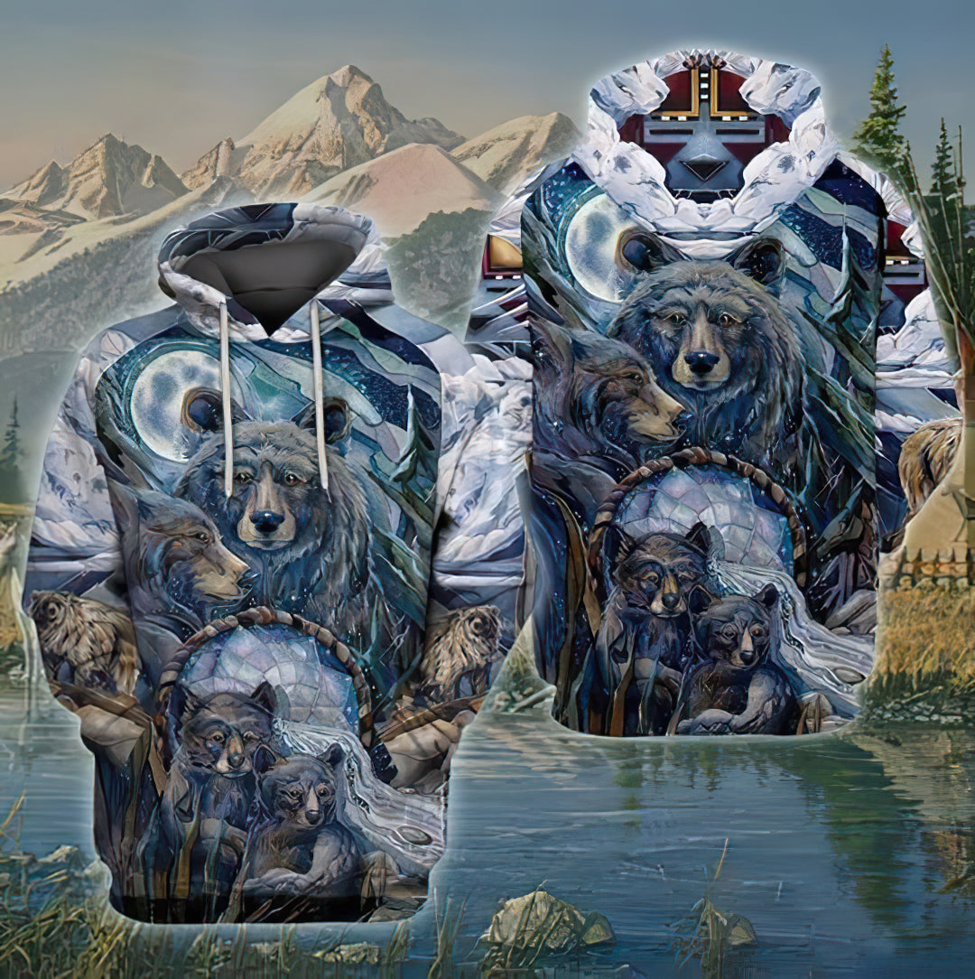 Native Bear Cultural Art - 3D Hoodie