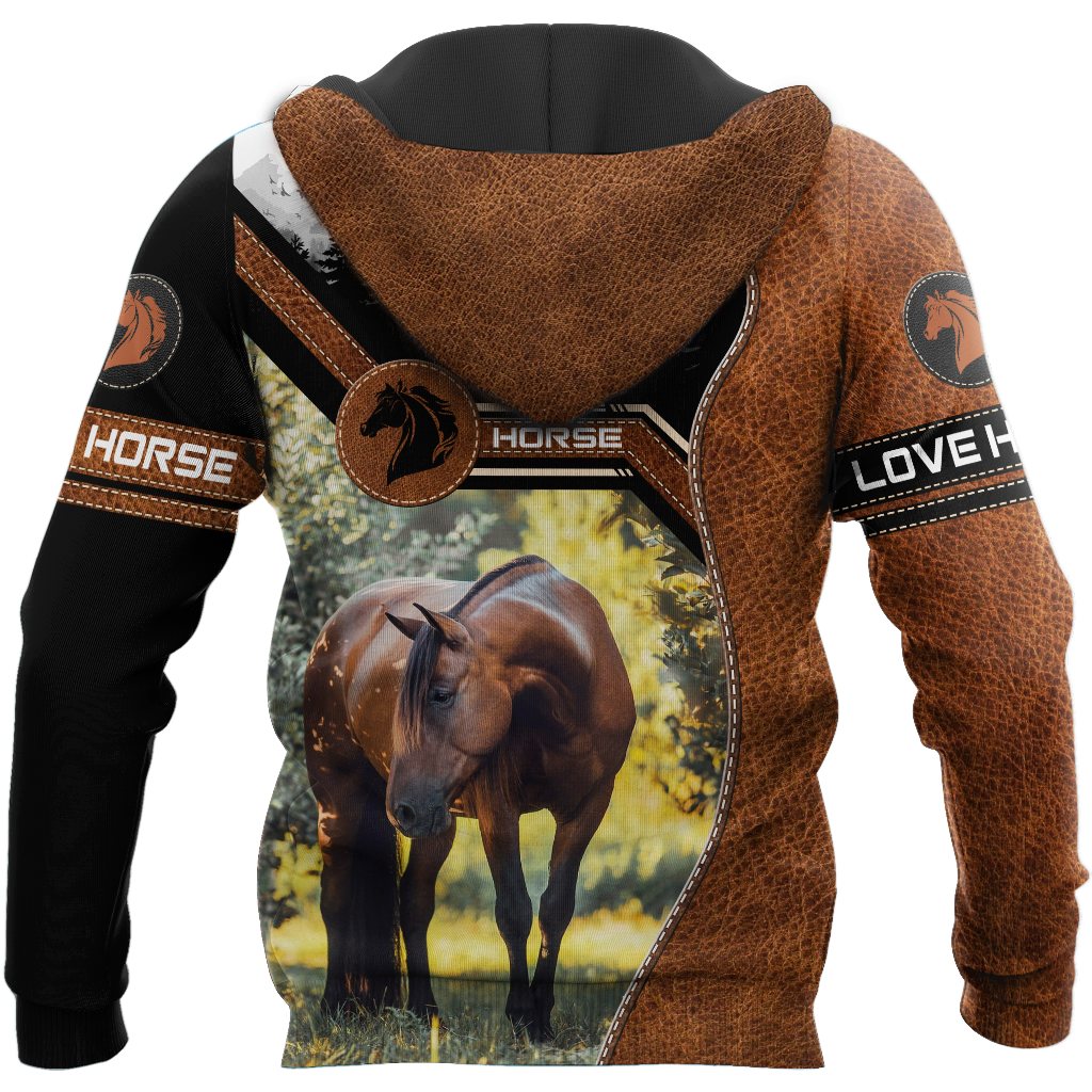 Love Horse Brown And Black All Over Print Art – 3D Hoodie