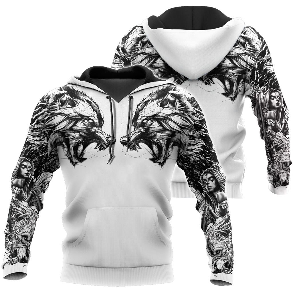 Tattoo Wolf Symmetry Art - 3D Hoodie