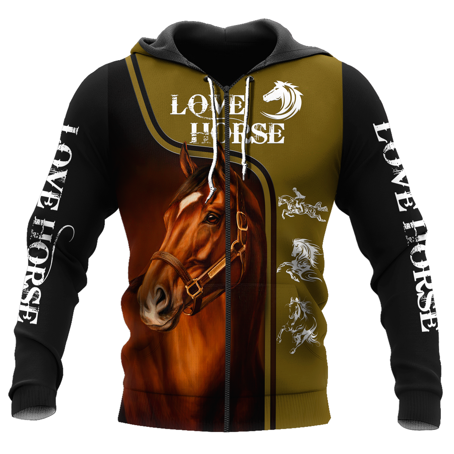 Green Horse Love 3D Art – 3D Hoodie