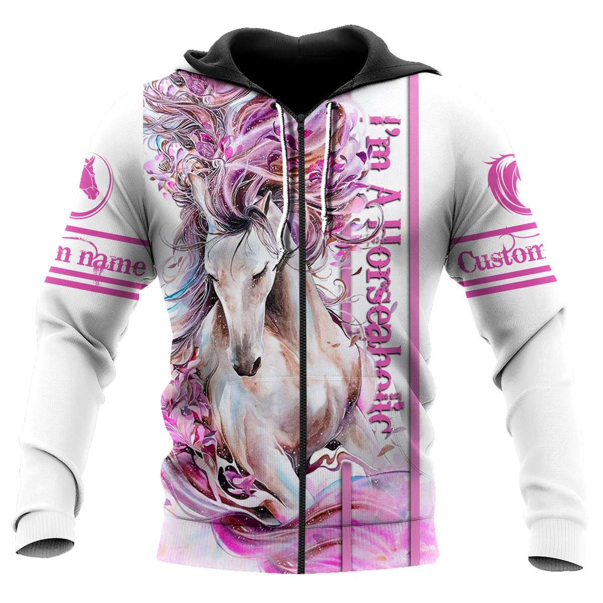 Pink Horse Custom Name Art – 3D Hoodie
