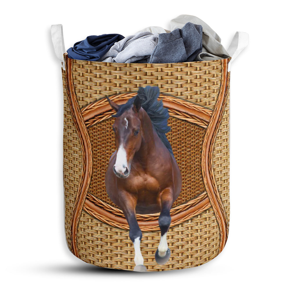 Horse 4 Line Rattan Handmade - Laundry Basket - Owls Matrix LTD