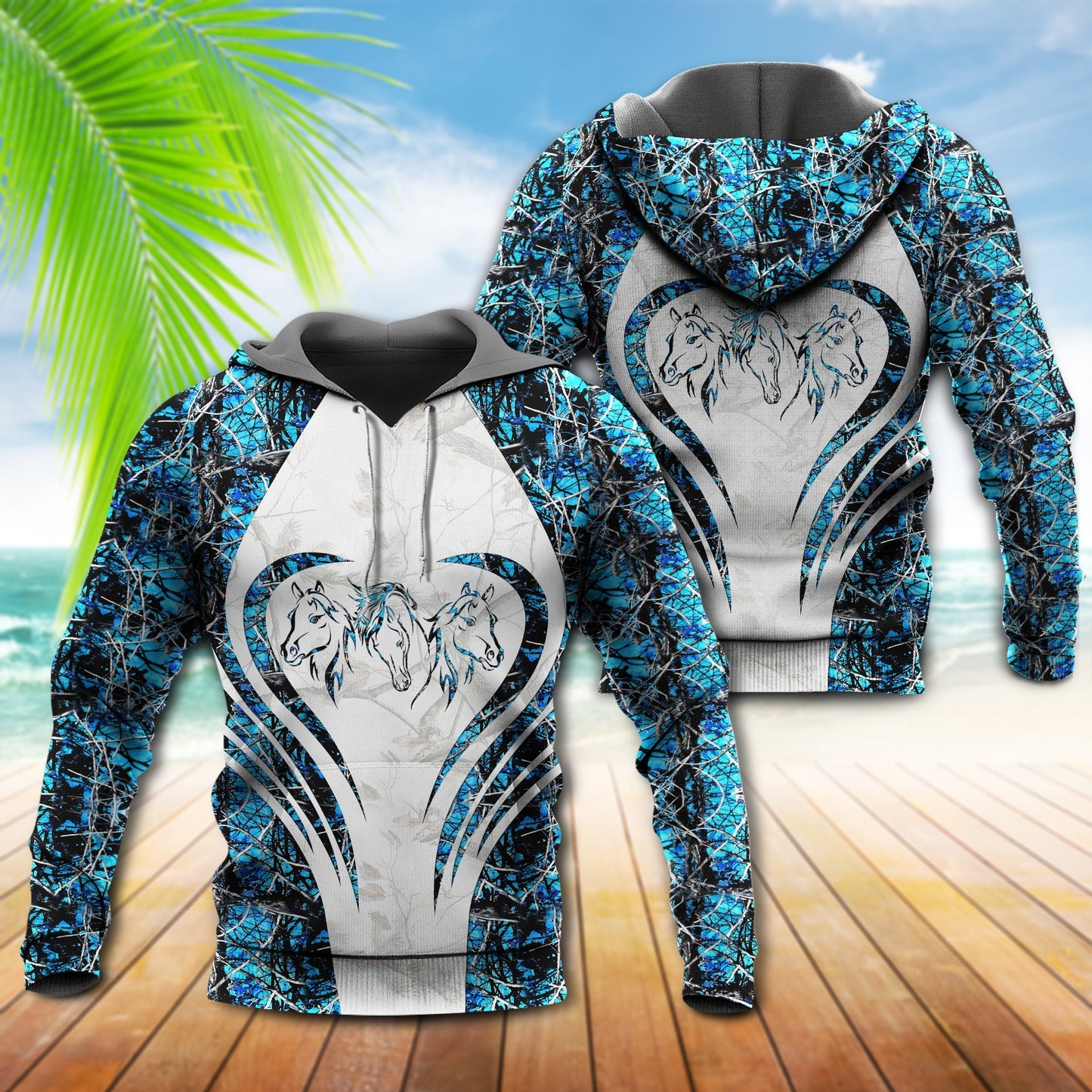 Beautiful Horse Blue Style - 3D Hoodie