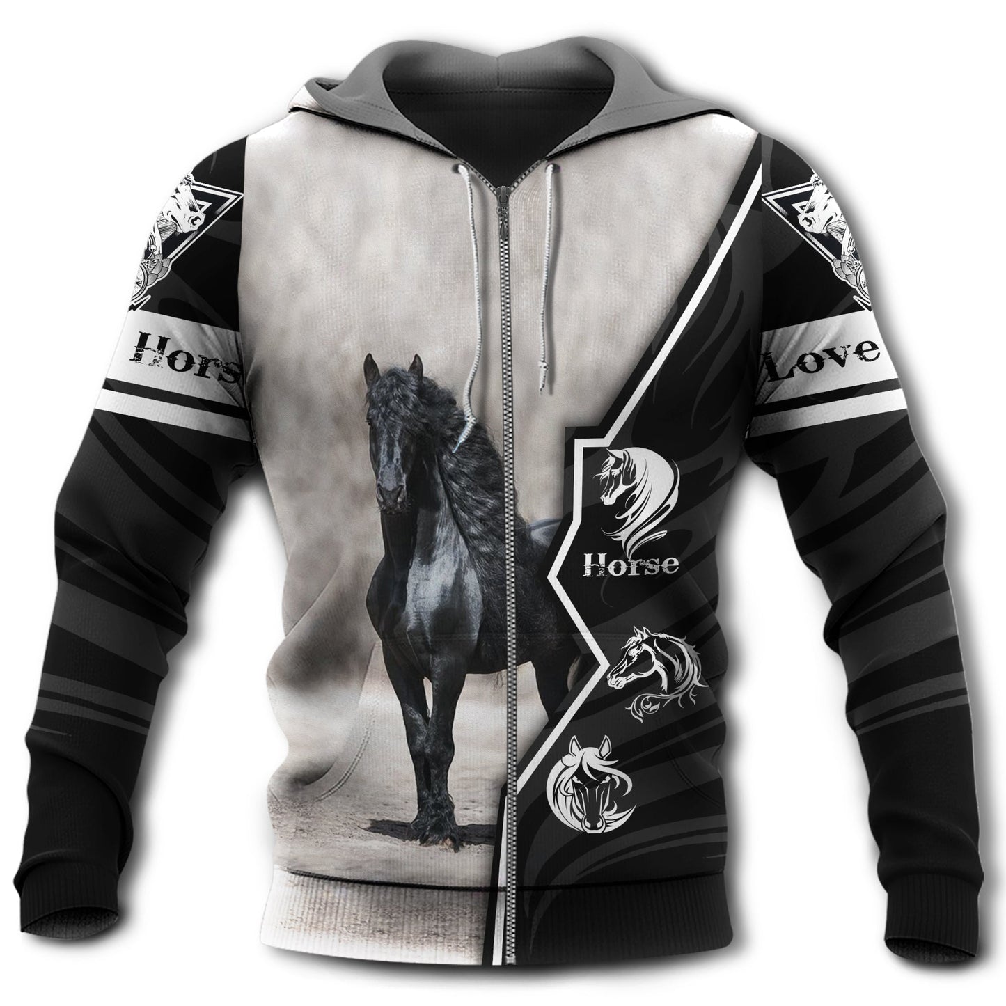 Black Horse Love Style - 3D Hoodie