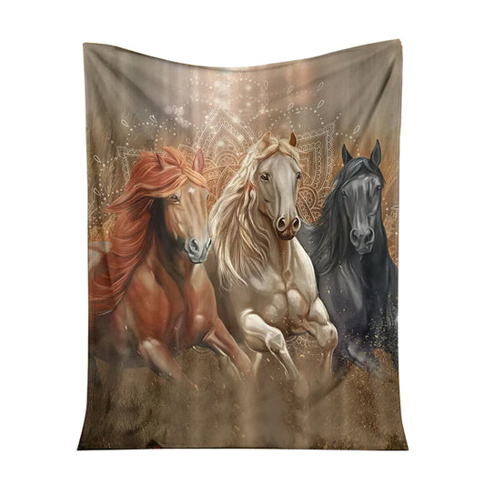 Horse Chase His Dream 50 x 60 Inch Flannel Blanket For Cozy Bedroom And Sofa Decor