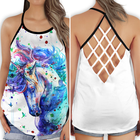 Horse Butterfly Colorful Dream Vibes - Hollow Tank Top