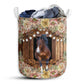 Horse Flower Wood Type - Laundry Basket - Owls Matrix LTD