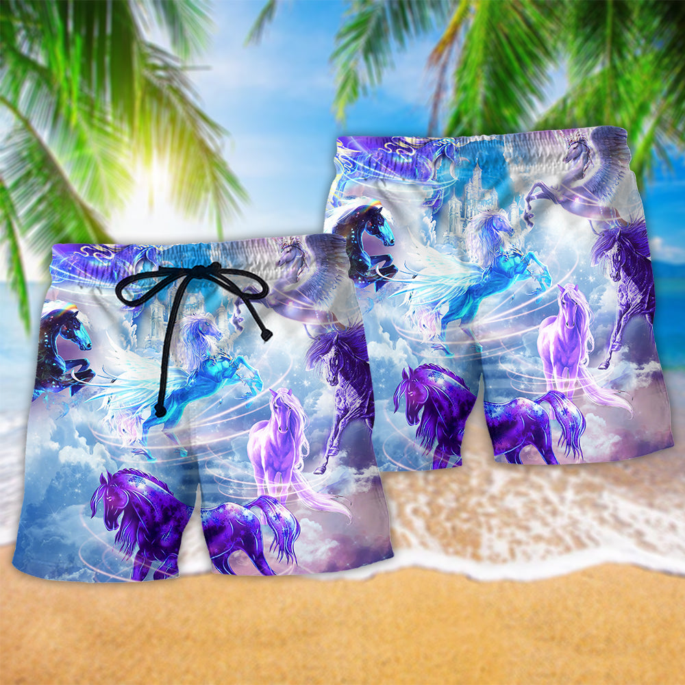 Galaxy Horse Fantasy Space Art – Beach Short