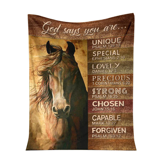 Horse God Says You Are Leather Pattern Flannel Blanket For Cozy Bedroom And Sofa Decor