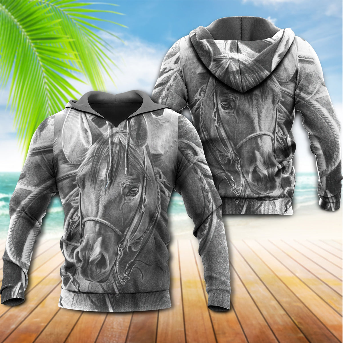 Horse Grey Classic Elegant Style - 3D Hoodie