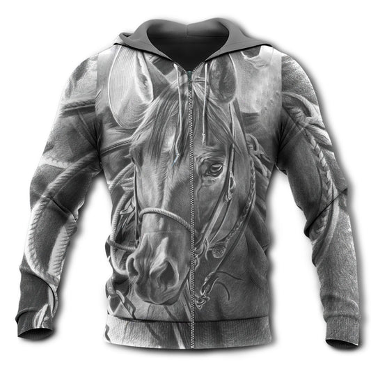 Horse Grey Classic Elegant Style - 3D Hoodie