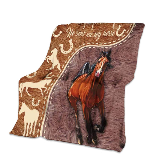 Horse I Asked God For A True Friend 50 x 60 Inch Flannel Blanket For Cozy Bedroom And Sofa Decor