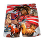 Beach Short / Adults / S Horse Independence Day America - Beach Short - BEAS04QAN260522 - Owls Matrix LTD