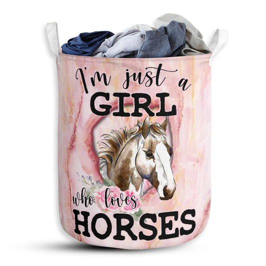 Horse Just A Girl - Laundry Basket - Owls Matrix LTD