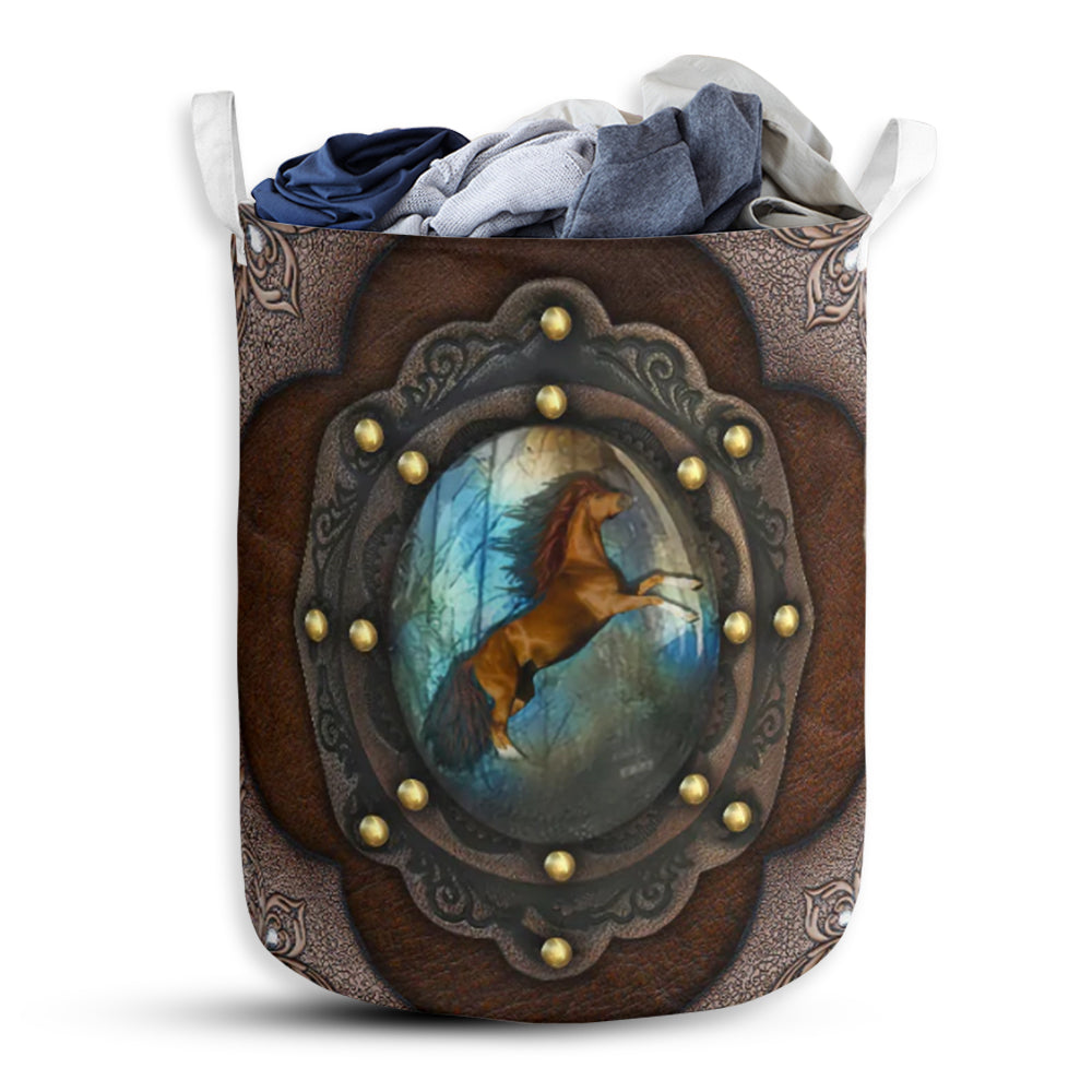 Horse Leather Brown Style - Laundry Basket - Owls Matrix LTD