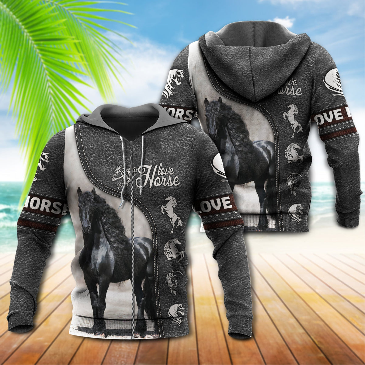 Horse Love Strong Black Style - 3D Hoodie