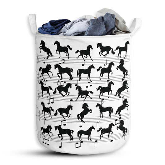 Horse Music Notes Style - Laundry basket - Owls Matrix LTD