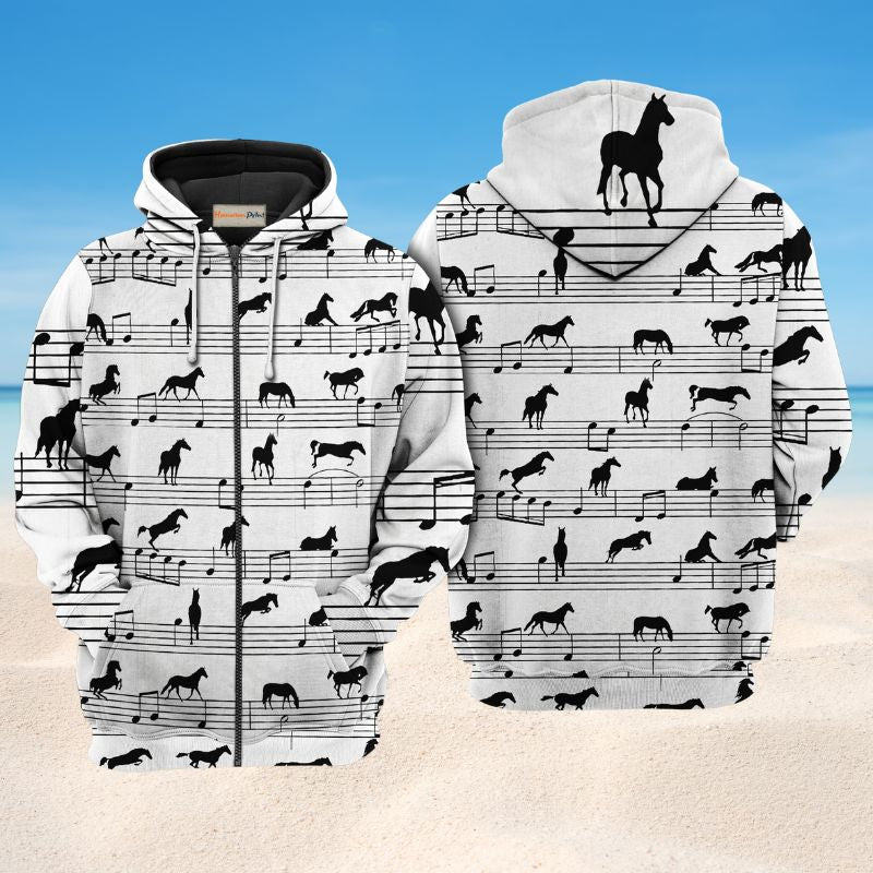 Horse Music Notes Art – 3D Hoodie